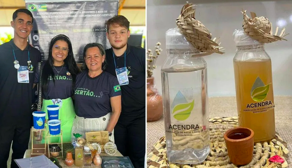 Estudantes criam tecnologia que purifica água com descartes de quiabo