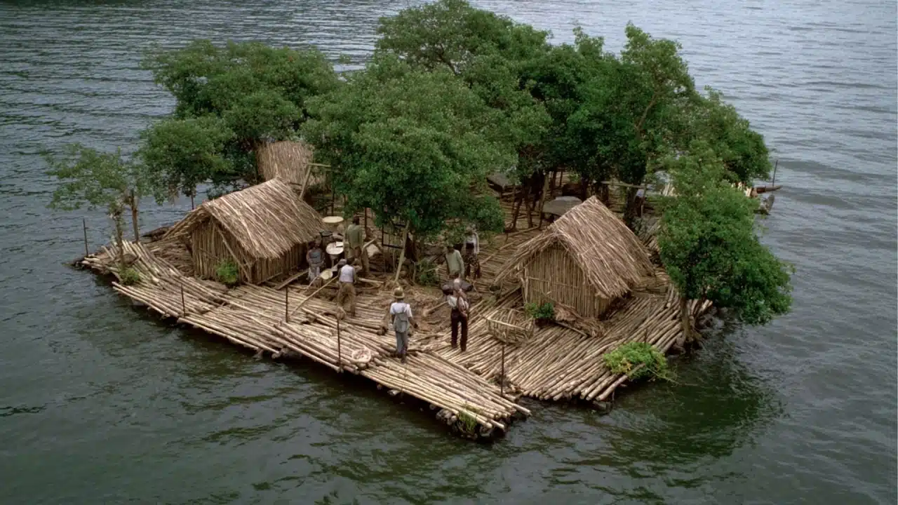 Homem abandona cidades e constrói vila flutuante sozinho Homem abandona cidades e constrói vila flutuante sozinho